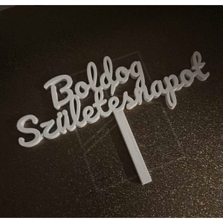 3D nyomtatott „Boldog születésnapot” beszúrós felirat - FEHÉR MATT