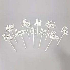 Esküvői beszúrható írott számok 1-10ig fehér 