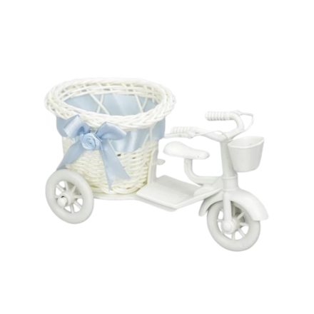 Műanyag tricikli kerek kosárral kicsi - kék