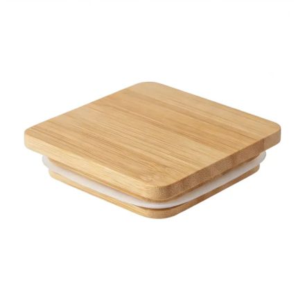 Négyzet 8x8 cm gyertyaüveghez bambusz fedél  1 db 