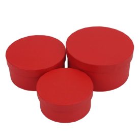 Papírdoboz kerek piros 3db/szett